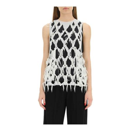 Maison Margiela decortique chiffon top Hvid, Dame