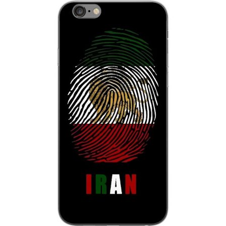 Kompatibelt Mobildeksel til Apple iPhone 6 Plus Fingeravtrykkformat som Irans flagg med løvemotiv på svart dramatisk bakgrunn