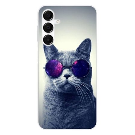 Silikonfodral - Kompatibel med Samsung Galaxy A16 - design med katt med glasögon