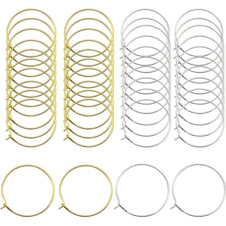 44 stk. Vinglas Charm Ringe Wire Hoops Øreringe Hoops til DIY Smykker, Vinglas Markører (30mm)