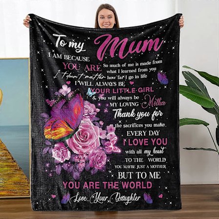 Filt med kuvertmeddelande, digitaltryckt filt för mamma på mors dag