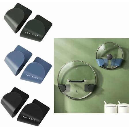 3-pakks Pottelokk Stativ Holder Potte- og Panneoppbevaring Paneloksholdere Selvklebende Veggmontert Oppbevaringsorganisator for Hjem Kjøkken 