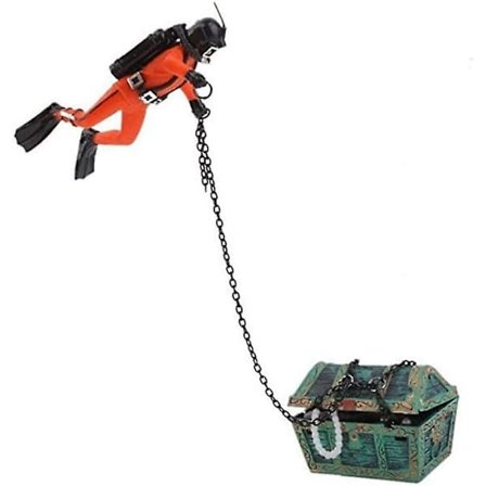 Underwater Skattekiste Dykker Akvarium Dekoration - Kunstig Akvarium Ornament