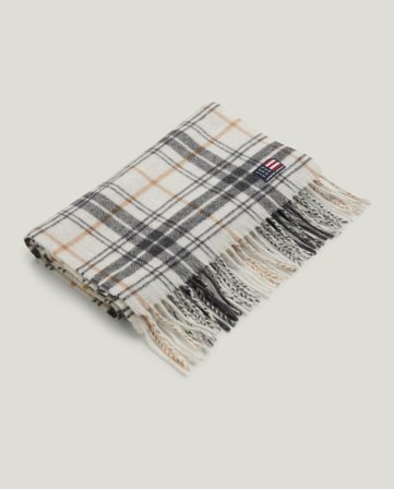 Lexington Skjerf i resirkulert ullblanding, offwhite rutemønster