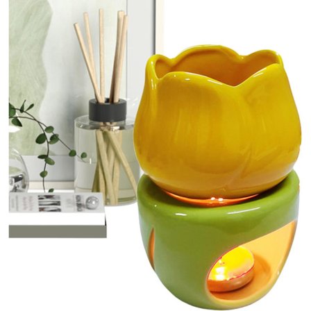 Keramisk Voks Smeltebrenner, Floral Aromaterapi Eterisk Olje Diffuser for Hjemmeduft, Duftvarmer for Stue Soverom Dekor