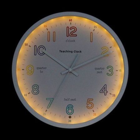 Ääniohjattu valaistu 12 tuuman seinäkello (lämmin keltainen)