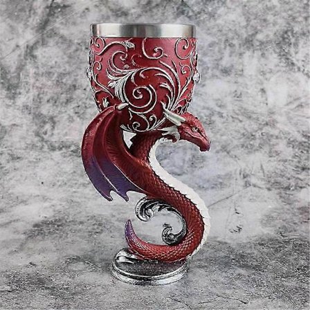 Medeltida 3D-präglad drakbägare Rostfritt stål Harts Ölbägare Nyhet Gotisk Kopp Kalk Hem Bar Festtillbehör