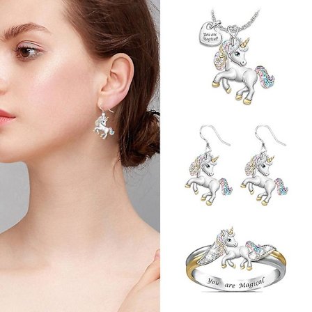 Sött Regnbågsenhörning Halsband Mode Tecknad Djur Halsband Kompatibel med Barn Smycken Gåvor