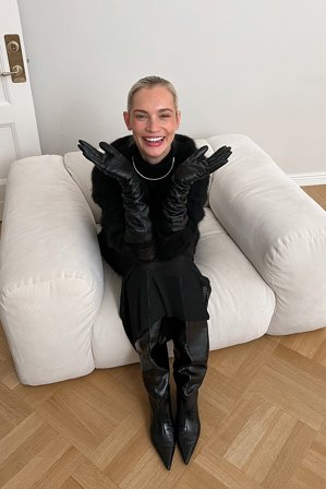 Premium Selection Slouchy-Kniehohe Stiefel aus Leder - Stiefel - Schwarz - EU 39