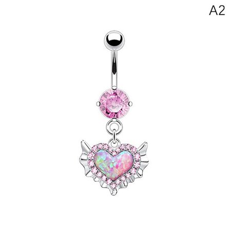 1 st Sweet Heart-formad navel Ringar Nipple Rings Lip Nails