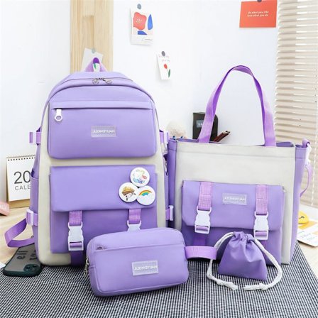 Mori student skolväska kvinnlig student skolväska ny Harajuku stor kapacitet fyrdelad ryggsäck ryggsäck-lila