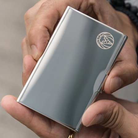 Silver-Tone Stainless Steel Card Holder for Men - Card Holders