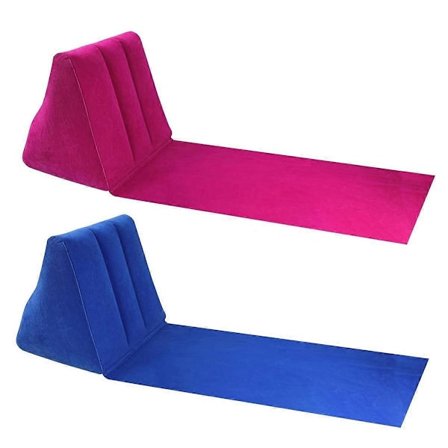 Oppustelig Strandpude Loungestol, Bærbar Fritidsstrandstol, Strand Loungestol til Strandcamping (2 stk.), Rød & Blå