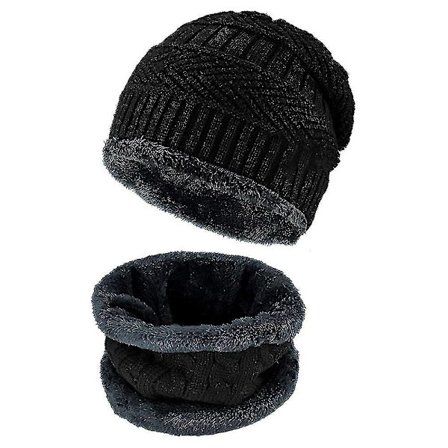2-delt vinterlue og skjerfsett - Varm, myk, strikket beanie - Perfekt gave