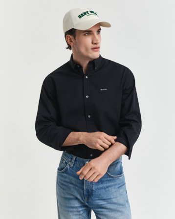 GANT Herren Regular Fit Pinpoint Oxford-Hemd (L) Schwarz