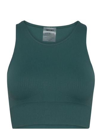 Pine Green Ribbed Seamless Crop Top Lingerie Bras & Tops Sports Bras - ALL Vihreä AIM'N