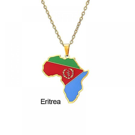 Halskjede i rustfritt stål, Eritrea Eritrea kartanheng, motetilbehør for menn og kvinner, beste gaver til familie eller venner