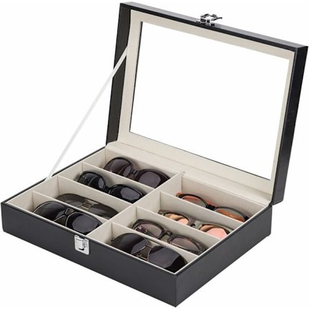Briller etui Brille opbevaring Brille præsentation PU læder brillekasse solbriller opbevaring brilleetui med glas display case--