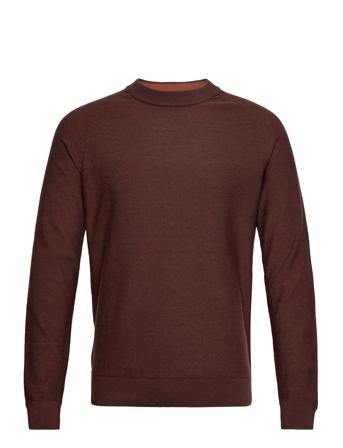 Slhmesa Ls Knit Crew Neck B Neulepaita Pyöreä Kaula-aukko Ruskea Selected Homme