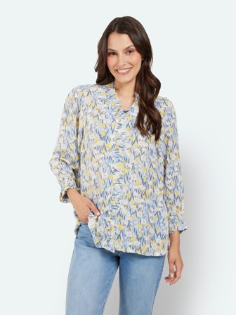 JENSEN - Bluse - Blå Mix - Blomstret