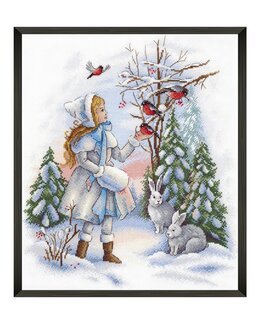 Stickpackung Bild Mädchen & Vögel