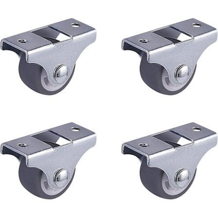 Mini Möbelhjul Fasta Hjul Gummihjul Plast Metallhjul med Platta för Möbler Hushållsapparater och Utrustning (4-pack)