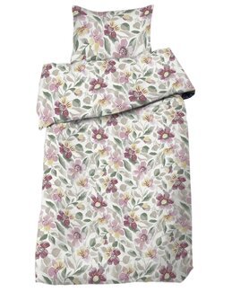 Dynebetræk sæt Vera med trykt blomstermotiv 2 dele Lyserød