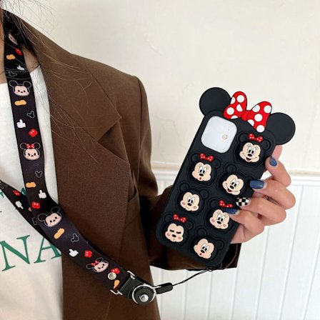 Mobiltelefondeksel Silikon 3D Myk Lett Tegneserie Dyr Telefon Beskyttende Hud Shell Bue Mus for Iphone 13