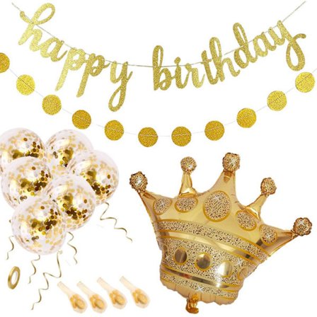 Gull glitter flagg banner bursdagsfest dekorasjon rose gull bokstav banner krone sett