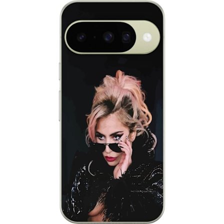 Kompatibelt Mobildeksel til Google Pixel 10 Lady Gaga portrett med solbriller og dramatisk sminke i mørk glamorøs stil