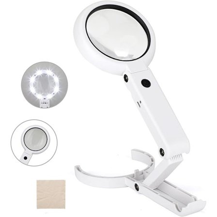Förstoringsglas med Belysning - Portabelt Förstoringsglas med Belysning 5X, 11X Förstoringsglas, 8 LED-lampor, USB-Uppladdningsbart Förstoringsglas 