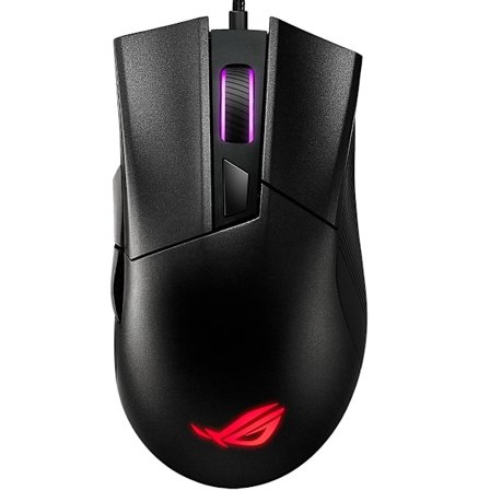 ASUS ROG Gladius II Core Lätt, ergonomisk, trådbunden optisk spelmus med 6200-DPI-sensor, ROG-exklusiv switch-socket-design och Aura Sync-belysning