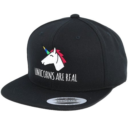 Unicorns - Nero snapback Cappellino - Unicorns Are Real Black Snapback @ Hatstore