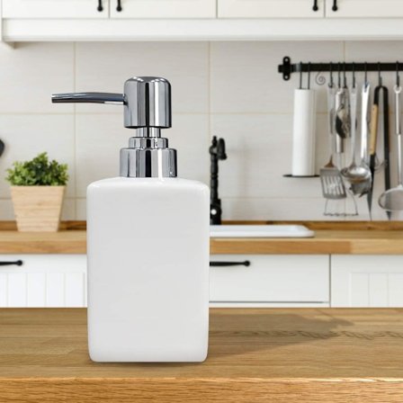 Tvålpumpar, 320ML Fyrkantig Tvål- & Lotionpump för Kök/Badrum/Tvättstuga, Påfyllningsbar Schampo, Handtvål, Diskmedel (Vit)