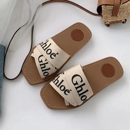 Chl oe tofflor 2023 ny sandal casual flip flop med platt botten milky white 33#