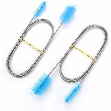 2 stk. Akvarie Rengøringsbørste, 155 cm Fleksibel Akvarieslangebørste Dobbelt Ended Rørbørste Spiral Rør Rengøringsbørste Akvariefilterbørste (Blå)-