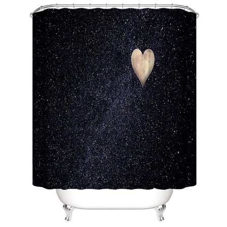 Duschdraperi för Alla Hjärtans Dag 180*200cm, Kärlek Måne Duschdraperi Vattentätt Polyester Duschdraperi Med 12 Krokar För Juldekoration, Badrum