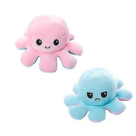 Vendbar Flip Octopus Plysjdukke pink