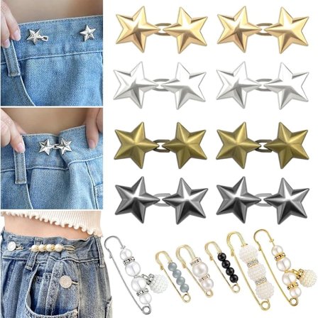 14 Sett Bukse Livstrammer, Ingen Søm og Ingen Verktøy Avtakbare Knappnåler For Jeans, Knapp For Jeans For Å Gjøre Strammere, Justerbar Livvidde 