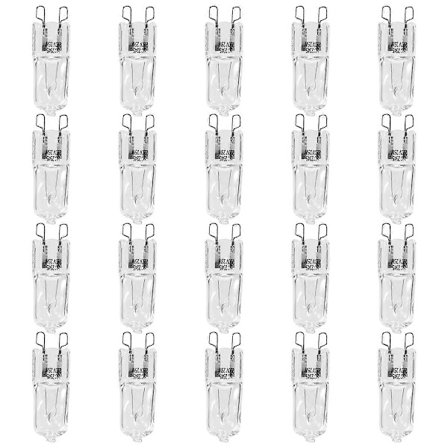 20 stk. G9 halogenpærer, klare halogenlamper dimbare, varmhvit 2800K for lysekroner, pendler