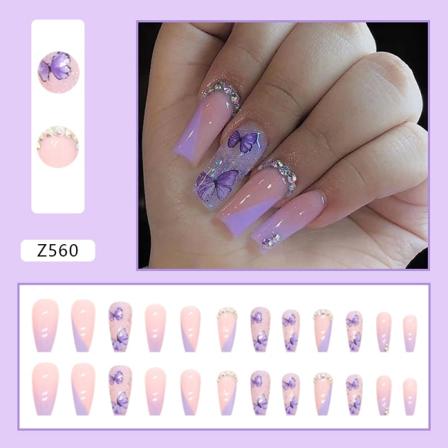 24 stk taro sommerfugl (limtype) falske negler, fransk ballerina
