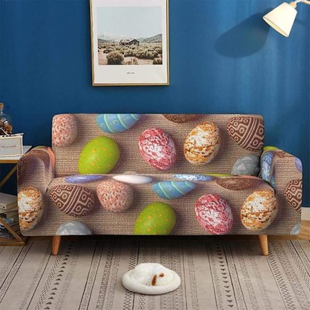 Färgglad mönstrad sofföverdrag superstarkt elastiskt dammskydd sofföverdrag 3-sits