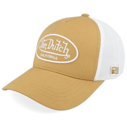 Von Dutch - Beige trucker Keps - Oval Patch White/Beige A-Frame Trucker @ Hatstore
