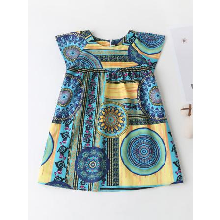 Baby Girls Klänning Barn Sommar Patchwork Princess Casual Cotton B