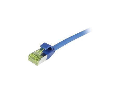 SYNERGY Patchkabel RJ45, CAT6A 500Mhz, 1,0m, blau, S/FTP, slimline rund d=4,5mm, TPE/LSZH(Superflex), AWG28, mit CAT7 Rohkabel, Synergy 21