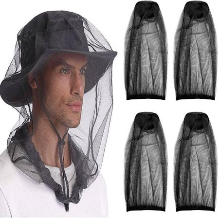 4 stk. sort myggenet hætte, anti-myg, anti-insekter, egnet