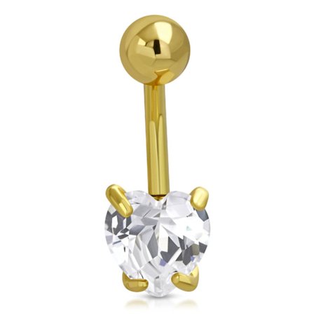 Navelpiercing Navel Piercing i Kirurgiskt Stål 316L i Guld Färg - Hjärta / Hjärtformad Klar Cubic Zirconia Kristall