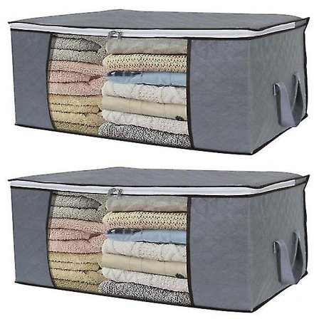 Opbevaringspose til lagner, tæpper, tøj Grå 60x43x35 cm 2 park