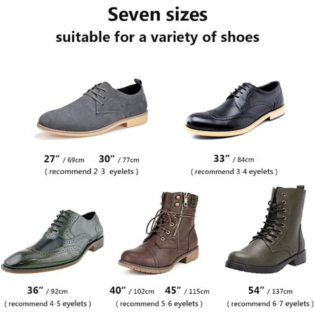 Voksede Runde Snørebånd 3/32" til Herre- & Damesko - Sort, 27", 3 Par