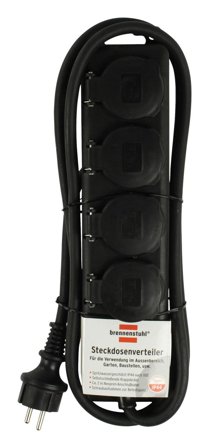 Brennenstuhl Extension socket IP44 4-way black 2m H07RN-F 3G1,5 - flerkoplingslist